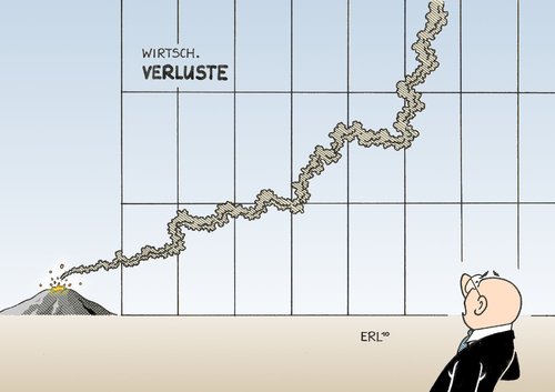 Cartoon: Verluste (medium) by Erl tagged vulkan,island,asche,flugverbot,wirtschaft,verluste,vulkan,island,asche,flugverbot,wirtschaft,verluste,fliegen,flugzeug