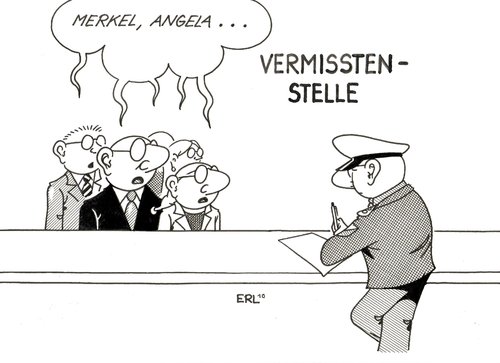 Cartoon: Vermisst (medium) by Erl tagged angela merkel,kanzlerin,kanzler,zurückhaltung,vermisst,vermisstenanzeige,vermisstenstelle,polizeit,angela,merkel