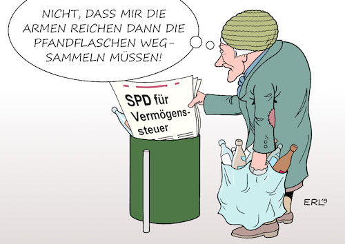 Cartoon: Vermögenssteuer (medium) by Erl tagged politik,plan,spd,wiedereinführung,vermögenssteuer,schere,arm,reich,spaltung,gesellschaft,armut,altersarmut,pfandflaschen,sammeln,umverteilung,karikatur,erl,politik,plan,spd,wiedereinführung,vermögenssteuer,schere,arm,reich,spaltung,gesellschaft,armut,altersarmut,pfandflaschen,sammeln,umverteilung,karikatur,erl