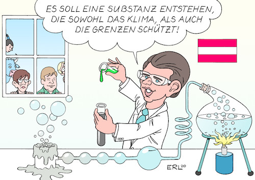 Cartoon: Versuchslabor Österreich (medium) by Erl tagged politik,österreich,wahl,nationalrat,parlament,regierung,koalition,schwarz,grün,övp,die,grünen,sebastian,kurz,beobachtung,deutschland,annegret,kramp,karrenbauer,robert,habeck,eu,europa,stier,karikatur,erl,politik,österreich,wahl,nationalrat,parlament,regierung,koalition,schwarz,grün,övp,die,grünen,sebastian,kurz,beobachtung,deutschland,annegret,kramp,karrenbauer,robert,habeck,eu,europa,stier,karikatur,erl