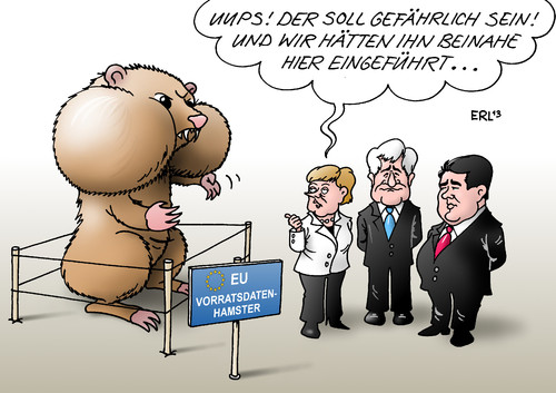 Cartoon: Vorratsdaten (medium) by Erl tagged vorratsdatenspeicherung,eu,richtlinie,daten,telefon,internet,verfahren,eugh,europäischer,gerichtshof,gutachten,gutachter,einführung,deutschland,große,koalition,cdu,csu,spd,schwarz,rot,merkel,seehofer,gabriel,datenschutz,gefahr,hamster,europa,vorratsdatenspeicherung,eu,richtlinie,daten,telefon,internet,verfahren,eugh,europäischer,gerichtshof,gutachten,gutachter,einführung,deutschland,große,koalition,cdu,csu,spd,schwarz,rot,merkel,seehofer,gabriel,datenschutz,gefahr,hamster,europa