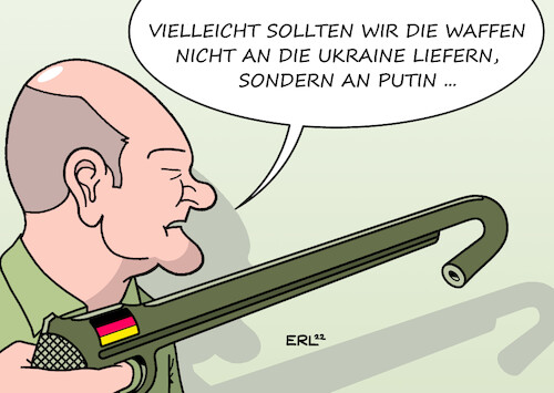 Cartoon: Waffenlieferung (medium) by Erl tagged politik,angriffskrieg,krieg,angriff,überfall,invasion,russland,ukraine,bundeskanzler,scholz,deutschland,kurs,änderung,waffenlieferungen,außenpolitik,gestaltung,stärkung,bundeswehr,mängel,weltpolitik,karikatur,erl,politik,angriffskrieg,krieg,angriff,überfall,invasion,russland,ukraine,bundeskanzler,scholz,deutschland,kurs,änderung,waffenlieferungen,außenpolitik,gestaltung,stärkung,bundeswehr,mängel,weltpolitik,karikatur,erl