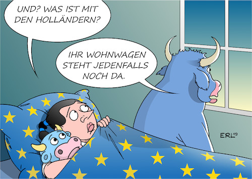 Cartoon: Wahl Niederlande (medium) by Erl tagged politik,eu,europawahl,niederlande,stärkung,proeuropäer,europa,stier,holland,wohnwagen,karikatur,erl,politik,eu,europawahl,niederlande,stärkung,proeuropäer,europa,stier,holland,wohnwagen,karikatur,erl