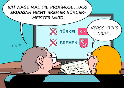 Cartoon: Wahlen (medium) by Erl tagged politik,wahl,wahlen,türkei,autokrat,präsident,erdogan,reaktion,wahlniederlage,freie,hansestadt,bremen,stadtstaat,bürgerschaftswahl,bürgermeister,andreas,bovenschulte,chancen,wahlsieg,wahlprognose,karikatur,erl,politik,wahl,wahlen,türkei,autokrat,präsident,erdogan,reaktion,wahlniederlage,freie,hansestadt,bremen,stadtstaat,bürgerschaftswahl,bürgermeister,andreas,bovenschulte,chancen,wahlsieg,wahlprognose,karikatur,erl