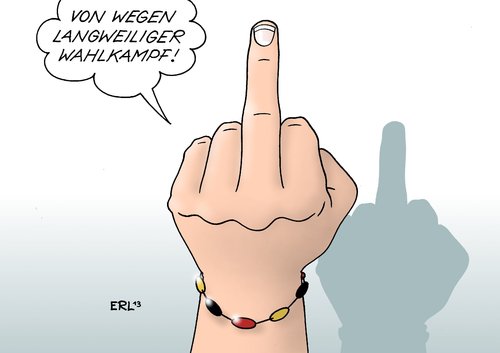 Cartoon: Wahlkampf 2013 (medium) by Erl tagged wahl,bundestagswahl,wahlkampf,langweilig,stinkefinger,peer,steinbrück,kanzlerkandidat,spd,kette,halskette,deutschlandkette,schlandkette,bundeskanzlerin,angela,merkel,wahl,bundestagswahl,wahlkampf,langweilig,stinkefinger,peer,steinbrück,kanzlerkandidat,spd,kette,halskette,deutschlandkette,schlandkette,bundeskanzlerin,angela,merkel