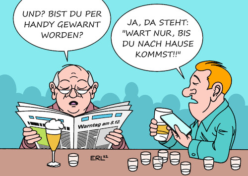 Cartoon: Warntag (medium) by Erl tagged politik,deutschland,warntag,warnung,test,sirenen,handy,sms,gefahr,kneipe,theke,tresen,bar,alkohol,schnaps,bier,ärger,partner,partnerin,karikatur,erl,politik,deutschland,warntag,warnung,test,sirenen,handy,sms,gefahr,kneipe,theke,tresen,bar,alkohol,schnaps,bier,ärger,partner,partnerin,karikatur,erl