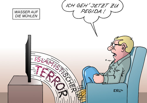 Cartoon: Wasser auf die Mühlen (medium) by Erl tagged terror,islamismus,taliban,anschlag,islamgegner,islamhasser,islmophobie,bewegung,pegida,rechtspopulismus,rechtsextremismus,wasser,mühlen,nachrichten,fernsehen,karikatur,erl,terror,islamismus,taliban,anschlag,islamgegner,islamhasser,islmophobie,bewegung,pegida,rechtspopulismus,rechtsextremismus,wasser,mühlen,nachrichten,fernsehen