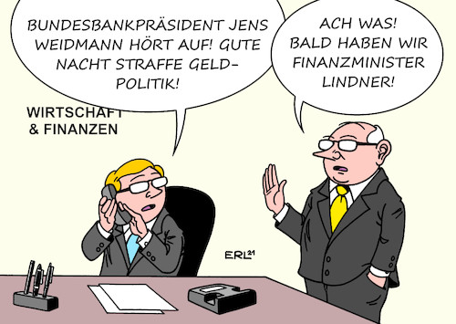 Cartoon: Weidmann (medium) by Erl tagged politik,wirtschaft,finanzen,finanzpolitik,bundesbank,bundesbankpräsident,jens,weidmann,rückzug,vertreter,austerität,sparsamkeit,haushaltspolitikpolitik,reduktion,schulden,solidität,ampel,koalition,wahrscheinlichkeit,finanzminister,christian,lindner,fdp,karikatur,erl,politik,wirtschaft,finanzen,finanzpolitik,bundesbank,bundesbankpräsident,jens,weidmann,rückzug,vertreter,austerität,sparsamkeit,haushaltspolitikpolitik,reduktion,schulden,solidität,ampel,koalition,wahrscheinlichkeit,finanzminister,christian,lindner,fdp,karikatur,erl