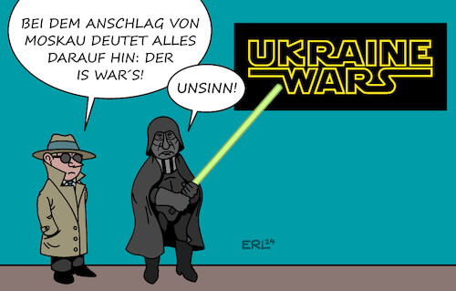 Cartoon: Wer wars? (medium) by Erl tagged politik,terrorismus,terror,anschlag,moskau,opernhaus,tod,leid,menschen,krieg,angriff,überfall,russland,ukraine,star,wars,darth,vader,wladimir,putin,geheimdienste,abgelenkt,is,islamischer,staat,karikatur,erl,politik,terrorismus,terror,anschlag,moskau,opernhaus,tod,leid,menschen,krieg,angriff,überfall,russland,ukraine,star,wars,darth,vader,wladimir,putin,geheimdienste,abgelenkt,is,islamischer,staat,karikatur,erl