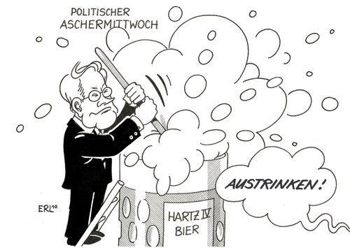 Cartoon: Westerwelle (medium) by Erl tagged guido westerwelle,hartz,bier,aschermittwoch,arbeit,job,guido,westerwelle