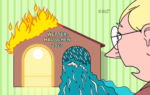 Cartoon: Wetterhäuschen (medium) by Erl tagged politik,klima,klimawandel,erderwärmung,extremwetter,hitze,dürre,starkregen,hochwasser,gewitter,sturm,wind,regen,hagel,wetterhäuschen,2023,karikatur,erl,politik,klima,klimawandel,erderwärmung,extremwetter,hitze,dürre,starkregen,hochwasser,gewitter,sturm,wind,regen,hagel,wetterhäuschen,2023,karikatur,erl