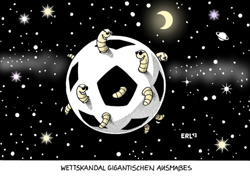 Cartoon: Wettskandal (medium) by Erl tagged fußball,wette,wettskandal,manipulation,weltweit,welt,erde,spiel,fußballspieler,schiedsrichter,geld,bestechung,ergebnis,weltall,fußball,wette,wettskandal,manipulation,weltweit,welt,erde,spiel,fußballspieler,schiedsrichter,geld,bestechung,ergebnis,weltall