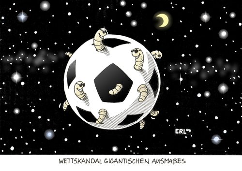 Cartoon: Wettskandal (medium) by Erl tagged fußball,wetten,betrug,skandal,wettskandal,fußball,fussball,sport,erde,planet,universum,all,weltall,betrug,wetten,skandal,wettskandal