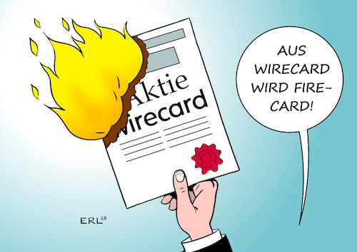 Cartoon: Wirecard-Aktie (medium) by Erl tagged politik,wirtschaft,finanzen,börse,aktien,aktie,wirecard,bilanz,geld,betrag,weg,absturz,feuer,karikatur,erl,politik,wirtschaft,finanzen,börse,aktien,aktie,wirecard,bilanz,geld,betrag,weg,absturz,feuer,karikatur,erl