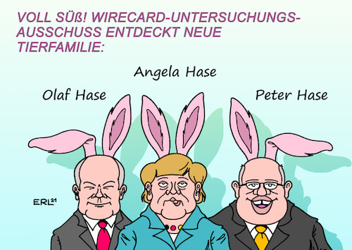 Cartoon: Wirecard Bericht (medium) by Erl tagged politik,finanzen,verbrechen,wirecard,skandal,kapital,fake,betrug,anleger,versagen,überwachung,bafin,staat,finanzminister,olaf,scholz,bundeskanzlerin,angela,merkel,wirtschaftsminister,peter,altmaier,untersuchungsausschuss,erinnerungslücken,name,hase,karikatur,erl,politik,finanzen,verbrechen,wirecard,skandal,kapital,fake,betrug,anleger,versagen,überwachung,bafin,staat,finanzminister,olaf,scholz,bundeskanzlerin,angela,merkel,wirtschaftsminister,peter,altmaier,untersuchungsausschuss,erinnerungslücken,name,hase,karikatur,erl