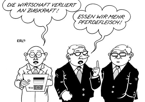 Cartoon: Wirtschaft (medium) by Erl tagged wirtschaft,wachstum,wirtschaftswachstum,langsam,zugkraft,zugpferd,deutschland,eu,pferd,pferdefleisch,skandal,lebensmittelskandal,rindfleisch,essen,verbraucherschutz