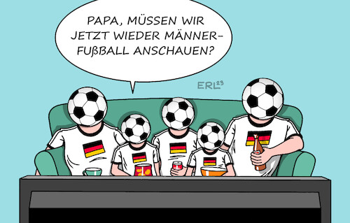 Cartoon: WM-Ende (medium) by Erl tagged politik,fußball,frauen,frauenfußball,wm,2023,australien,neuseeland,weltmeisterinnen,spanien,vize,england,spannung,männerfußball,bundesliga,karikatur,erl,politik,fußball,frauen,frauenfußball,wm,2023,australien,neuseeland,weltmeisterinnen,spanien,vize,england,spannung,männerfußball,bundesliga,karikatur,erl