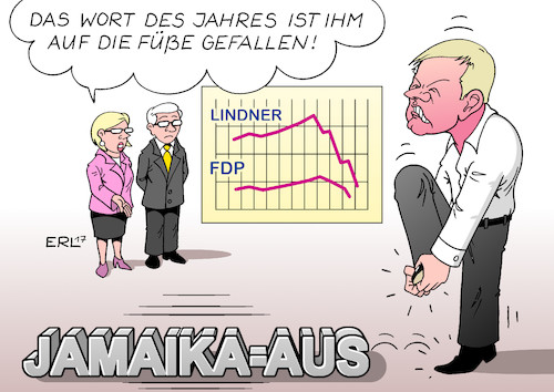 Cartoon: Wort des Jahres (medium) by Erl tagged wort,des,jahres,sprache,jamaika,aus,bundestagswahl,wahl,bundestag,regierungsbildung,sondierung,schwarz,gelb,grün,cdu,csu,fdp,bündnis,90,die,grünen,scheitern,platzen,christian,lindner,nicht,falsch,regieren,umfragewerte,absturz,verantwortung,verweigerung,füße,fallen,liberale,karikatur,erl,wort,des,jahres,sprache,jamaika,aus,bundestagswahl,wahl,bundestag,regierungsbildung,sondierung,schwarz,gelb,grün,cdu,csu,fdp,bündnis,90,die,grünen,scheitern,platzen,christian,lindner,nicht,falsch,regieren,umfragewerte,absturz,verantwortung,verweigerung,füße,fallen,liberale,karikatur,erl