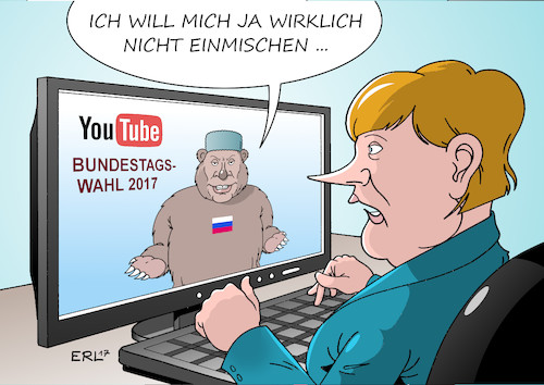 Cartoon: YouTube-Interview (medium) by Erl tagged bundestagswahl,2017,wahl,wahlkampf,internet,netz,youtube,video,plattform,youtuber,stars,interview,bundeskanzlerin,angela,merkel,hacker,angriff,hackerangriffe,einmischung,beeinflussung,russland,präsident,wladimir,putin,bär,pc,computer,rechner,karikatur,erl,bundestagswahl,2017,wahl,wahlkampf,internet,netz,youtube,video,plattform,youtuber,stars,interview,bundeskanzlerin,angela,merkel,hacker,angriff,hackerangriffe,einmischung,beeinflussung,russland,präsident,wladimir,putin,bär,pc,computer,rechner,karikatur,erl