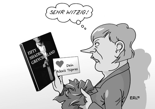 Cartoon: Zum Valentinstag (medium) by Erl tagged angela,merkel,deutschland,griechenland,alexis,tsipraskrise,schulden,euro,banken,rettungspaket,rettungsschirm,troika,eu,ezb,iwf,hilfe,geld,bedingungen,sparkurs,sadomaso,film,fifty,shades,of,grey,buch,geschenk,valentinstag,liebe,herz