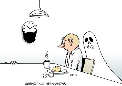 Cartoon: Zurück aus Afghanistan (medium) by Erl tagged panikattacken,panik,schlaflosigkeit,angst,hilfe,allein,belastungsstörung,posttraumatische,trauma,rückkehr,soldatin,soldat,bundestag,verlängerung,einsatz,krieg,afghanistan,afghanistan,krieg,einsatz,verlängerung,bundestag,soldat,soldatin,trauma,posttraumatische,belastungsstörung