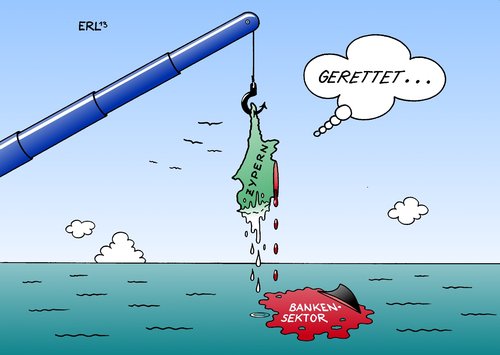 Cartoon: Zypern Rettung (medium) by Erl tagged zypern,pleite,rettung,eu,iwf,ezb,troika,euro,geld,eigenleistung,beitrag,banken,bankensektor,dubios,hai,flosse,finanzhai,angel,angelhaken,zypern,pleite,rettung,eu,iwf,ezb,troika,euro,geld,eigenleistung,beitrag,banken,bankensektor,dubios,hai,flosse,finanzhai,angel,angelhaken