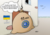 Cartoon: 11 Milliarden (small) by Erl tagged ukraine,machtwechsel,russland,putin,krim,besetzung,militär,eu,hilfe,geld,elf,milliarden,euro,barriere,tür,fenster,haus
