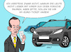 Cartoon: 49-Euro-Ticket (small) by Erl tagged politik,inflation,klimawandel,ampel,öffentlicher,nahverkehr,nachfolge,euro,ticket,49,länder,bund,verkehrsminister,volker,wissing,fdp,partei,auto,porsche,suv,karikatur,erl