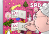 Cartoon: Adventskalender (small) by Erl tagged koalitionsvertrag,große,koalition,groko,schwarz,rot,cdu,csu,spd,basis,abstimmung,mitglieder,befragung,entscheid,werbung,advent,adventskalender,türchen,ja