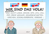 Cartoon: AfD Demo (small) by Erl tagged politik,afd,partei,rechtspopulismus,nationalismus,rassismus,antisemitismus,demonstration,berlin,demo,wir,sind,das,volk,volkswille,ausschluss,abgrenzung,andersdenkende,linke,grüne,spd,cdu,csu,fdp,freie,wähler,gewerkschaften,kirchen,sozialverbände,vereine,karikatur,erl