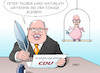 Cartoon: Altmaier federführend (small) by Erl tagged peter,altmaier,kanzleramt,minister,kanzleramtsminister,berufung,ausarbeitung,wahlprogramm,federführend,wahlkampf,entmachtung,generalsekretär,tauber,rupfen,federn,lassen,stange,karikatur,erl