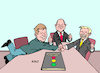 Cartoon: Ampel (small) by Erl tagged politik,regierung,neu,ampel,koalition,spd,grüne,fdp,präsentation,koalitionsvertrag,vorteil,liberale,nachteil,robert,habeck,olaf,scholz,christian,lindner,handschlag,tisch,karikatur,erl