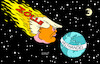 Cartoon: Asteroid (small) by Erl tagged politik,usa,trump,zoll,zölle,schaden,welthandel,asteroid,erde,karikatur,erl