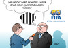 Cartoon: Beckenbauer (small) by Erl tagged franz,beckenbauer,kaiser,fußball,weltmeisterschaft,2006,bestechung,korruption,verdacht,fifa,ethikkommission,sträfling,kleider,märchen,karikatur,erl