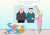 Cartoon: Beispiel I (small) by Erl tagged politik,gipfel,treffen,usa,präsident,donald,trump,kim,jong,un,diktator,nordkorea,annäherung,beziehungen,vertiefung,frieden,atomwaffen,abrüstung,beispiel,vorbild,kinder,erziehung,karikatur,erl