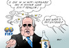 Cartoon: Blatter (small) by Erl tagged fußball,weltmeisterschaft,fußballweltmeisterschaft,wm,2022,katar,qatar,wüste,hitze,fehler,korruption,ausbeutung,bauarbeiter,entzug,geld,gier,blatter,fifa