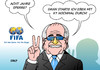 Cartoon: Blatter (small) by Erl tagged sepp,blatter,präsident,fifa,ethikkommission,suspendierung,acht,jahre,korruption,bestechung,michel,platini,uefa,fußball,verband,weltverband,geld,gier,goldene,nase,karikatur,erl