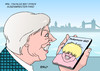 Cartoon: Boris Johnson I (small) by Erl tagged großbritannien,brexit,premierministerin,theresa,may,kabinett,außenminister,boris,johnson,überraschung,london,pokemon,go,handy,spiel,app,suche,figuren,monster,virtual,reality,karikatur,erl