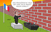 Cartoon: Brandmauer (small) by Erl tagged politik,wahl,parlament,frankreich,sieger,nouveau,front,populaire,bündnis,linksgrün,zweiter,ensemble,partei,präsident,emmanuel,macron,dritter,rassemblement,national,rechtspopulismus,rechtsextremismus,marine,le,pen,französisches,volk,bau,brandmauer,denkzettel,betonschuhe,karikatur,erl