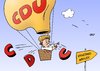 Cartoon: CDU (small) by Erl tagged cdu,merkel,politik,werte,überzeugungen,markenkern,ballast,abwurf,über,bord,sinkflug,panik,landtagswahl,baden,württemberg,rheinland,pfalz,ballon,bundeskanzlerin,partei,konservativ