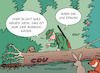 Cartoon: CDU Erneuerung (small) by Erl tagged politik,wahl,bundestagswahl,2021,niederlage,union,erneuerung,cdu,inhalte,köpfe,jens,spahn,wald,förster,baum,entwurzelt,hund,fuchs,hase,eule,karikatur,erl