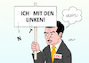 Cartoon: CDU Linke (small) by Erl tagged politik,wahl,landtagswahl,thüringen,wahlsieger,ministerpräsident,bodo,ramelow,die,linke,zweiter,afd,regierungsbildung,koalition,cdu,ausschließeritis,mike,mohring,karikatur,erl