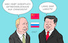 Cartoon: China Russland (small) by Erl tagged politik,krieg,angriff,überfall,russland,ukraine,wladimir,putin,blockade,getreide,abkommen,getreideabkommen,hunger,hungersnot,mahnung,china,xi,jin,ping,karikatur,erl