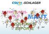 Cartoon: CSU-Schlager (small) by Erl tagged csu,partei,bayern,wahlkampf,schlager,betreuungsgeld,pkw,maut,ausländer,kritik,rüstungsexporte,beschränkung,russland,krisengebiet,wirtschaftsminister,sigmar,gabriel,ministerpräsident,horst,seehofer,tomaten,eier