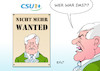 Cartoon: CSU Seehofer (small) by Erl tagged politik,bayern,landtagswahl,regierung,partei,alleinregierung,csu,absolute,mehrheit,umfragen,absturz,einbruch,umfragetief,wähler,denkzettel,ministerpräsident,markus,söder,landespolitik,bundespolitik,innenminister,horst,seehofer,sündenbock,streit,bundeskanzlerin,angela,merkel,cdu,flüchtlingspolitik,groko,berlin,blockade,forderung,rücktritt,fahndungsplakat,karikatur,erl