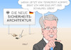 Cartoon: De Maiziere Sicherheit (small) by Erl tagged innenminister,thomas,de,maiziere,innere,sicherheit,terror,anschläge,abwehr,bekämpfung,kompetenz,bund,läander,umbau,langwierig,architektur,schaufel,karikatur,erl