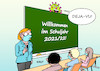 Cartoon: Deja-vu (small) by Erl tagged politik,corona,virus,pandemie,covid19,lockdown,schule,unterricht,digital,homeschooling,distanzunterricht,vierte,welle,schuljahr,2021,2022,vorbereitung,mangelhaft,situation,wiederholung,2020,deja,vu,masken,lehrerin,schüler,schülerin,kaikatur,erl