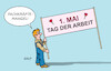 Cartoon: Demo I (small) by Erl tagged politik,erster,mai,tag,der,arbeit,demo,forderung,arbeitnehmer,gewerkschaften,tage,woche,work,life,balance,fachkräftemangel,veränderung,künstliche,intelligenz,ki,karikatur,erl