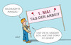 Cartoon: Demo II (small) by Erl tagged politik,erster,mai,tag,der,arbeit,demo,forderung,arbeitnehmer,gewerkschaften,tage,woche,work,life,balance,fachkräftemangel,veränderung,künstliche,intelligenz,ki,karikatur,erl