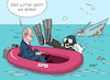 Cartoon: Der Lotse geht an Bord (small) by Erl tagged politik,verteidigungsministerin,christine,lambrecht,rücktritt,bundeskanzler,olaf,scholz,nachfolger,boris,pistorius,aufgaben,bundeswehr,zeitenwende,beschaffung,instandsetzung,landesverteidigung,lotse,bord,taucher,karikatur,erl